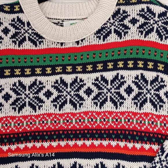 Aerie Womens Size Large Multicolor Sweater Nordic Snowflakes Christmas Pullover - Picture 2 of 11